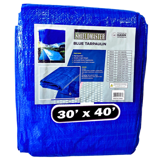 30x40 Foot Multipurpose Waterproof Blue Tarp, 65 GSM  - TB-03040