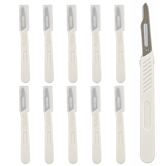 #15 Disposable Precision Scalpel with Protective Cap, Plastic Handle, 6 Inch, Sterile, 10-Pack – PL-06115-Z10