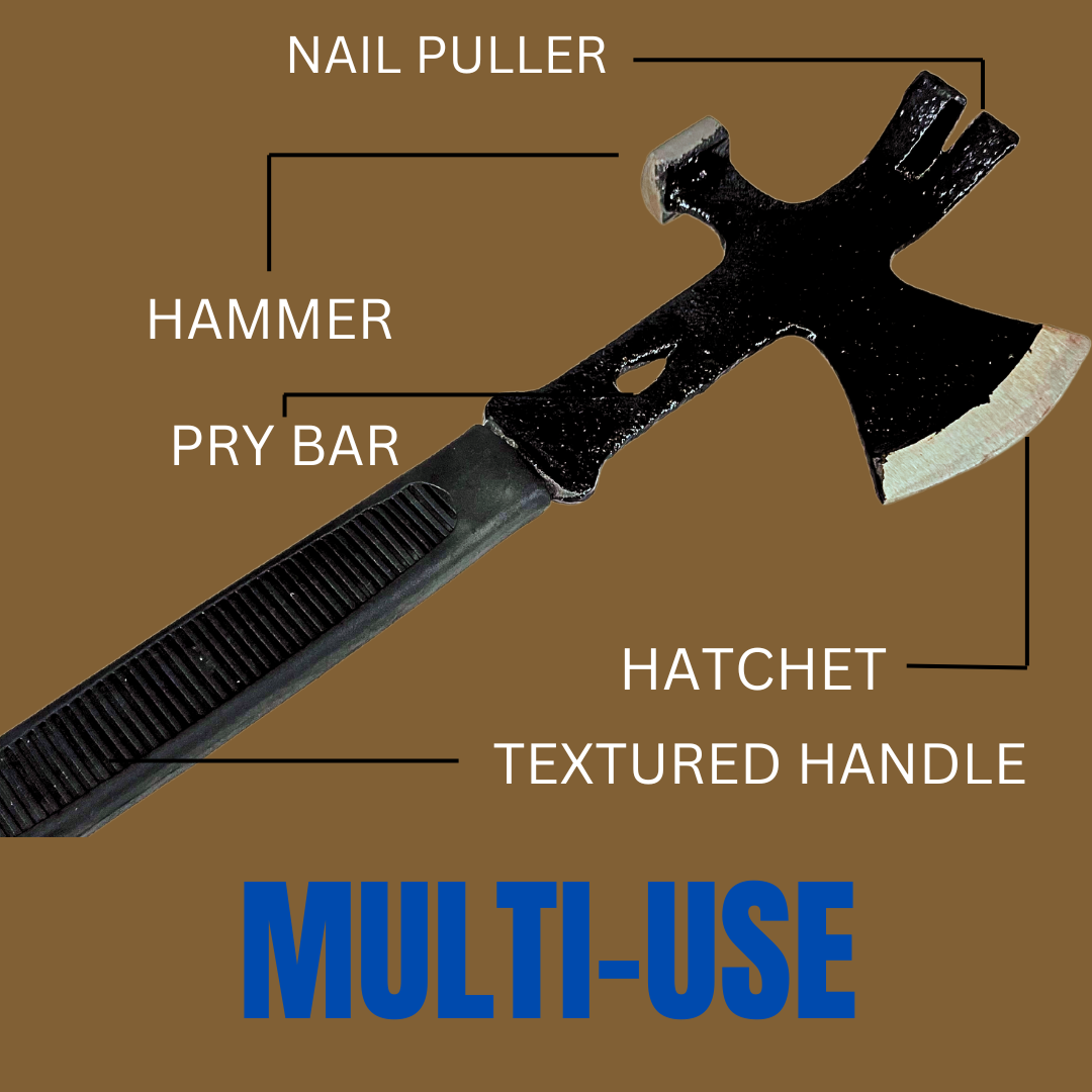 12" Multi-purpose Axe With Hammer Head And Crow Bar Tip