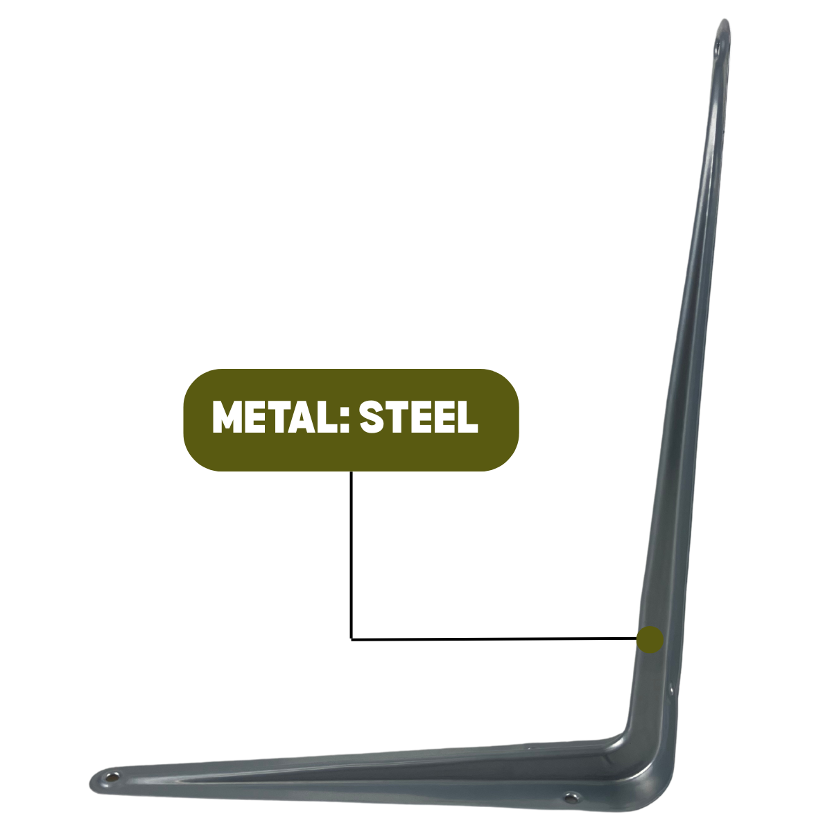 Steel Shelf Brackets (2-Pack) – 8” x 10” – Gray Coated, 33 lbs Max Load