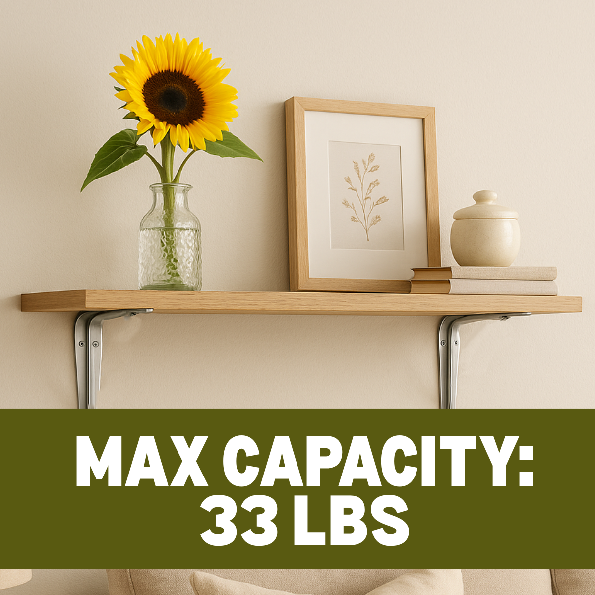 Steel Shelf Brackets (2-Pack) – 8” x 10” – Gray Coated, 33 lbs Max Load