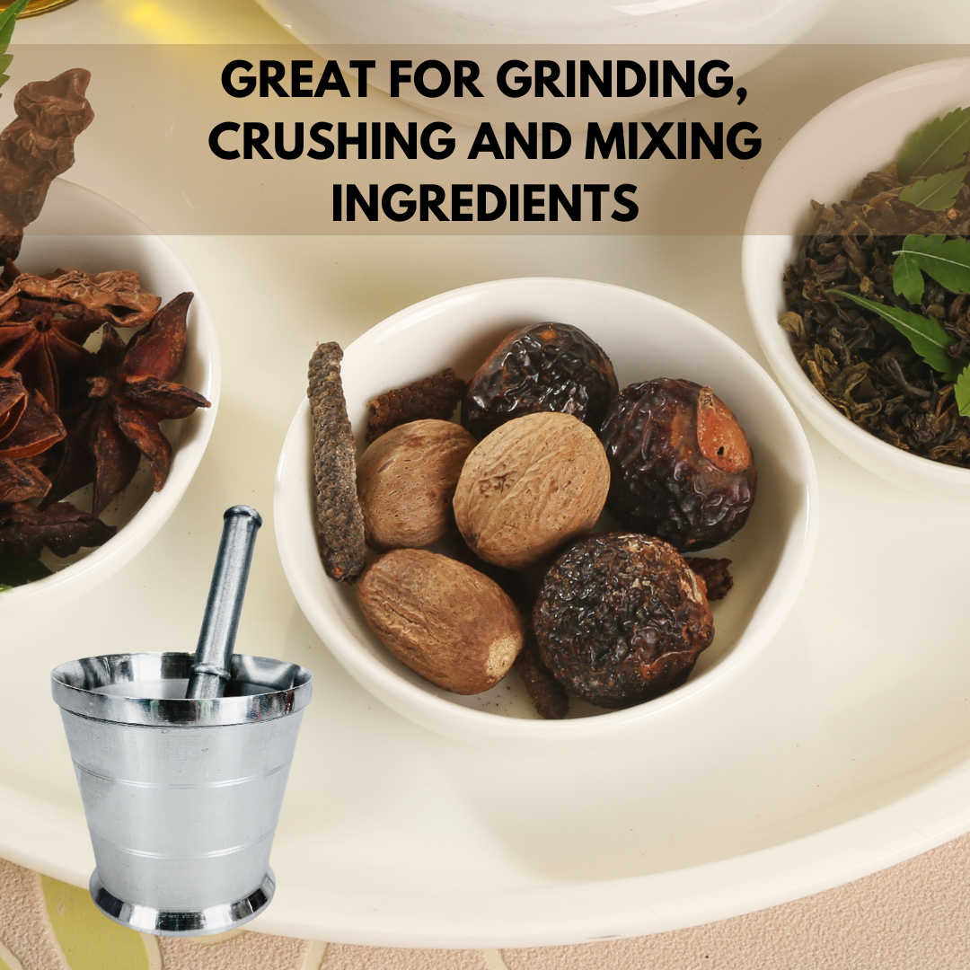 Mortar and Pestle Set – 3.5 Inch Bowl with 6.5 Inch Pestle for Grinding Spices, Herbs, Pills & Dry Ingredients – Heavy Duty Kitchen Grinder