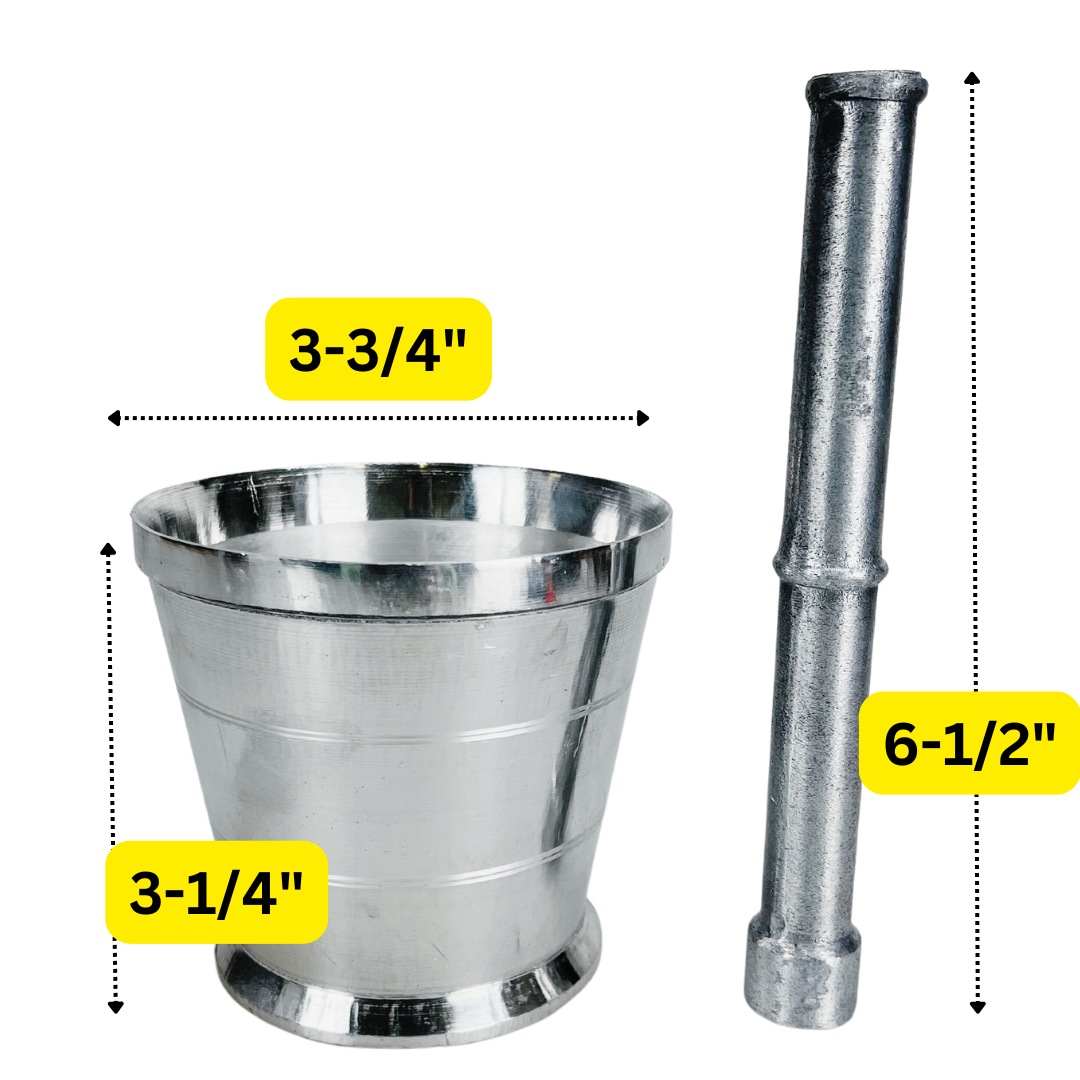 Mortar and Pestle Set – 3.5 Inch Bowl with 6.5 Inch Pestle for Grinding Spices, Herbs, Pills & Dry Ingredients – Heavy Duty Kitchen Grinder