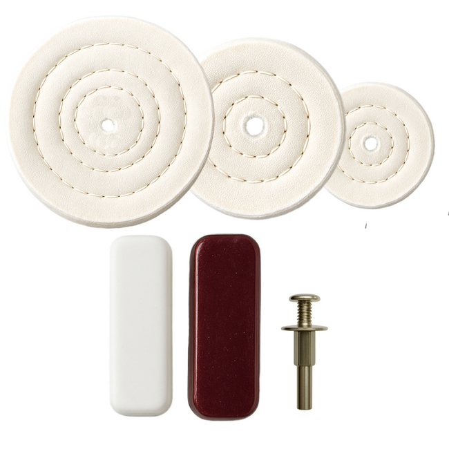 5-Piece Buffing and Polishing Set with Cotton Wheels, Compounds & Drill Mandrel – TJ-01517