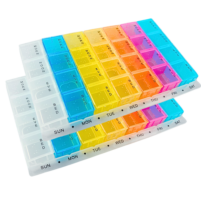 7-Day Mediplanner Pill Box Organizer, Rainbow Color: ( Pack of  2 Pcs. (Pack of: 2) - TJ-08728-Z02
