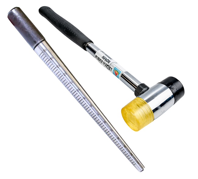 Jewelry Shaping & Forming Kit — Solid Ring Mandrel + Dual-Head Nylon/Rubber Utility Hammer