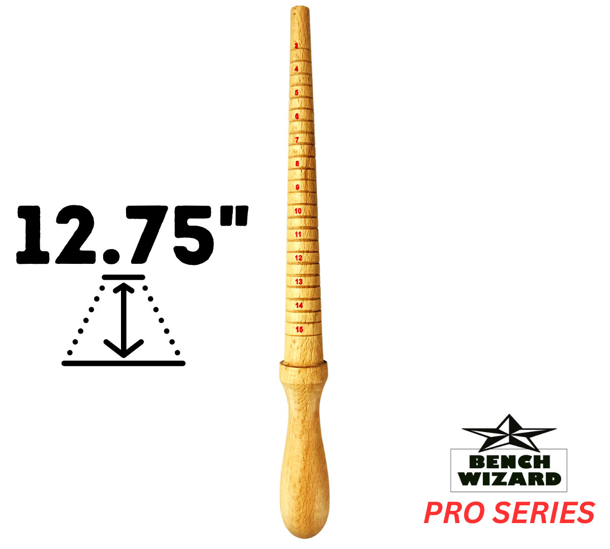 13" Classic Ring Mandrel | Sizes 3-15 Marked | Half Increment Sizes Included
