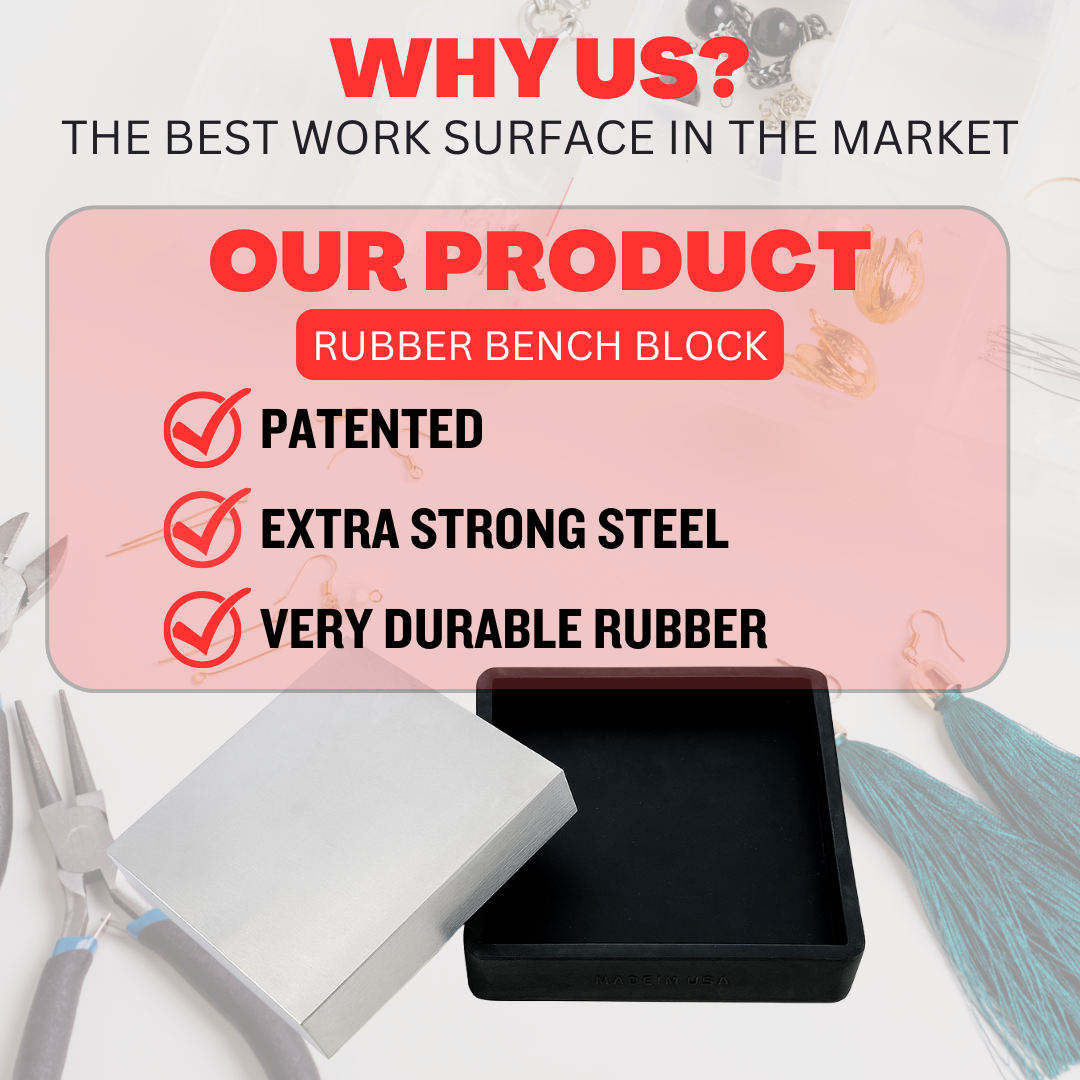 4-Inch Square Steel & Rubber Bench Block  - TJ-9804R