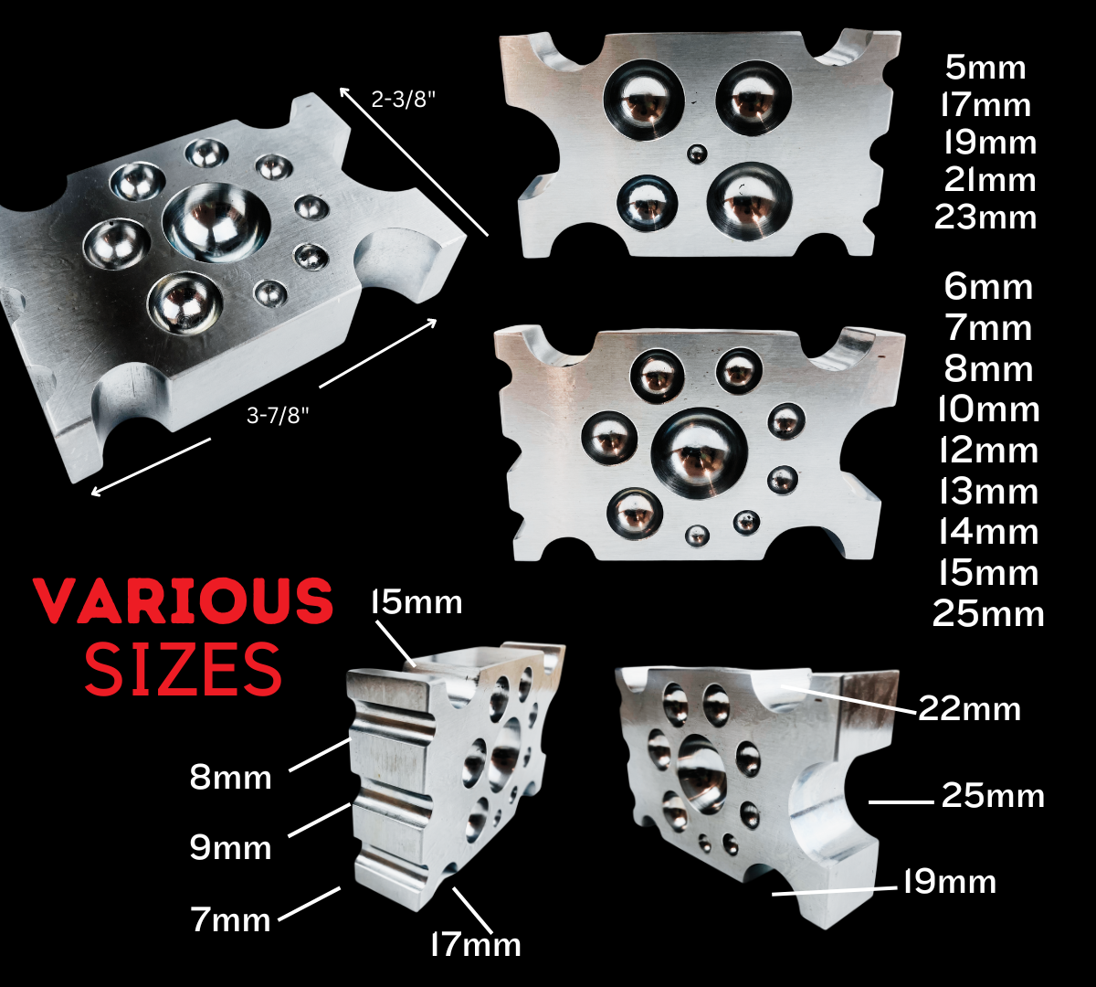 Half Spheres & Half Cylinders Dapping Block  - TJ01-09830