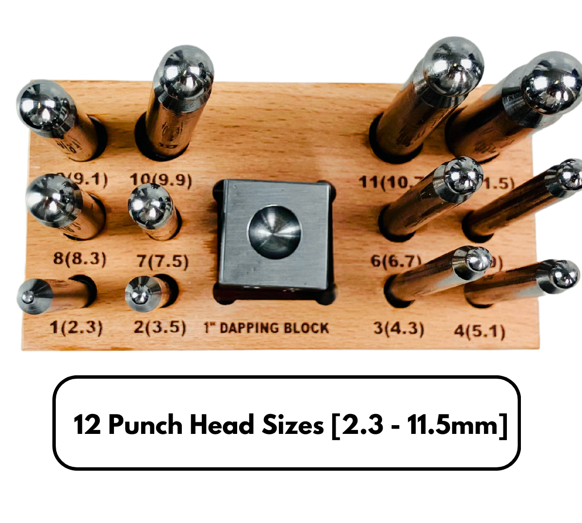 BENCH WIZARD 14 Piece Jewelers Doming Block Dapping Punch Set | Heavy Duty Stainless Steel Construction | Great for Jewelry Making & Metalworking