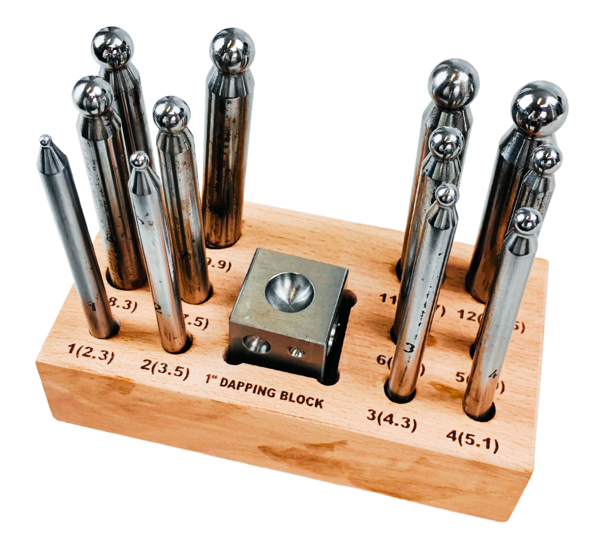 BENCH WIZARD 14 Piece Jewelers Doming Block Dapping Punch Set | Heavy Duty Stainless Steel Construction | Great for Jewelry Making & Metalworking