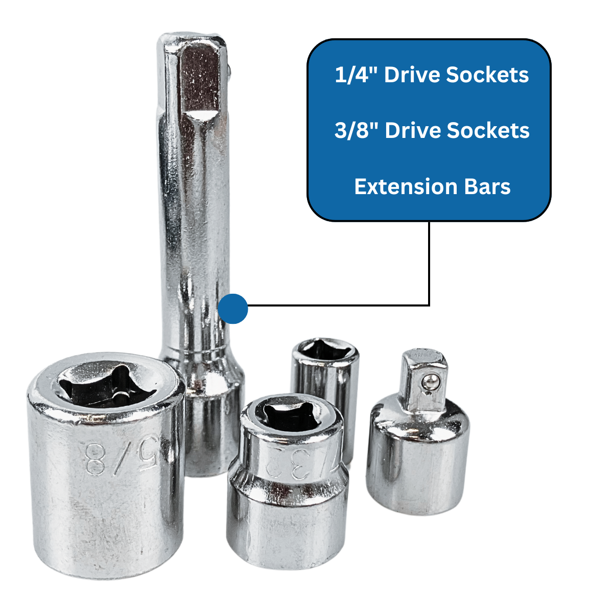 40 Pc 3/8, 1/4 Inch Drive SAE and MM Socket Set  - TP-02340