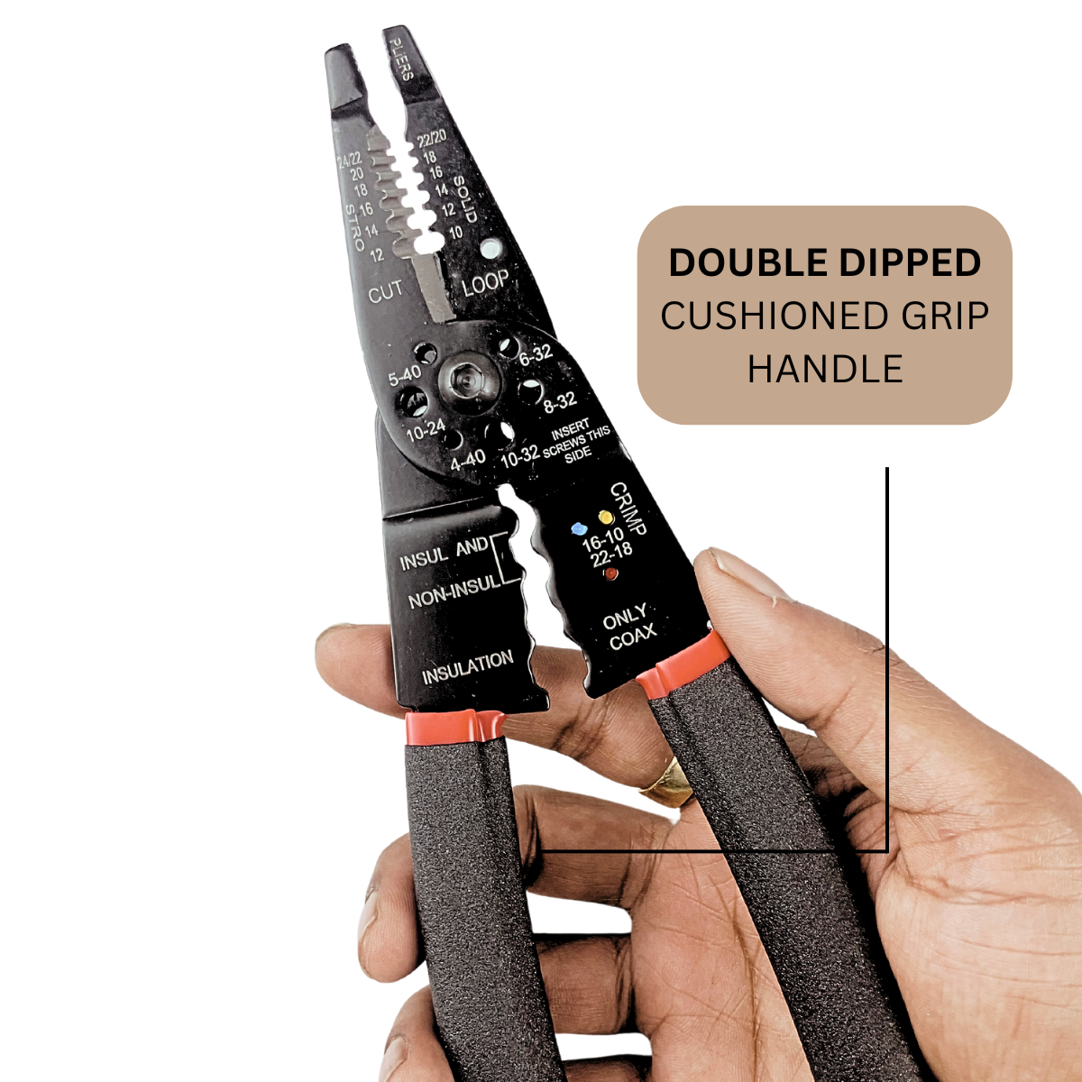 8" Wire Crimping and Cutting Tool With Size Gauge & Spring Action   - TP-28481