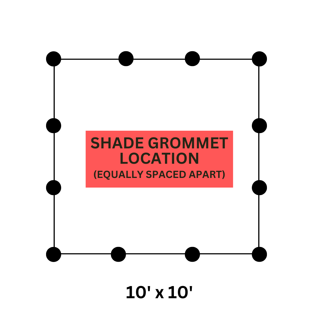 Sunshade Net | 10' x 10' Black HDPE | UV Protection | Breathable Knitted Fabric | Reinforced Grommets | Versatile Outdoor Use