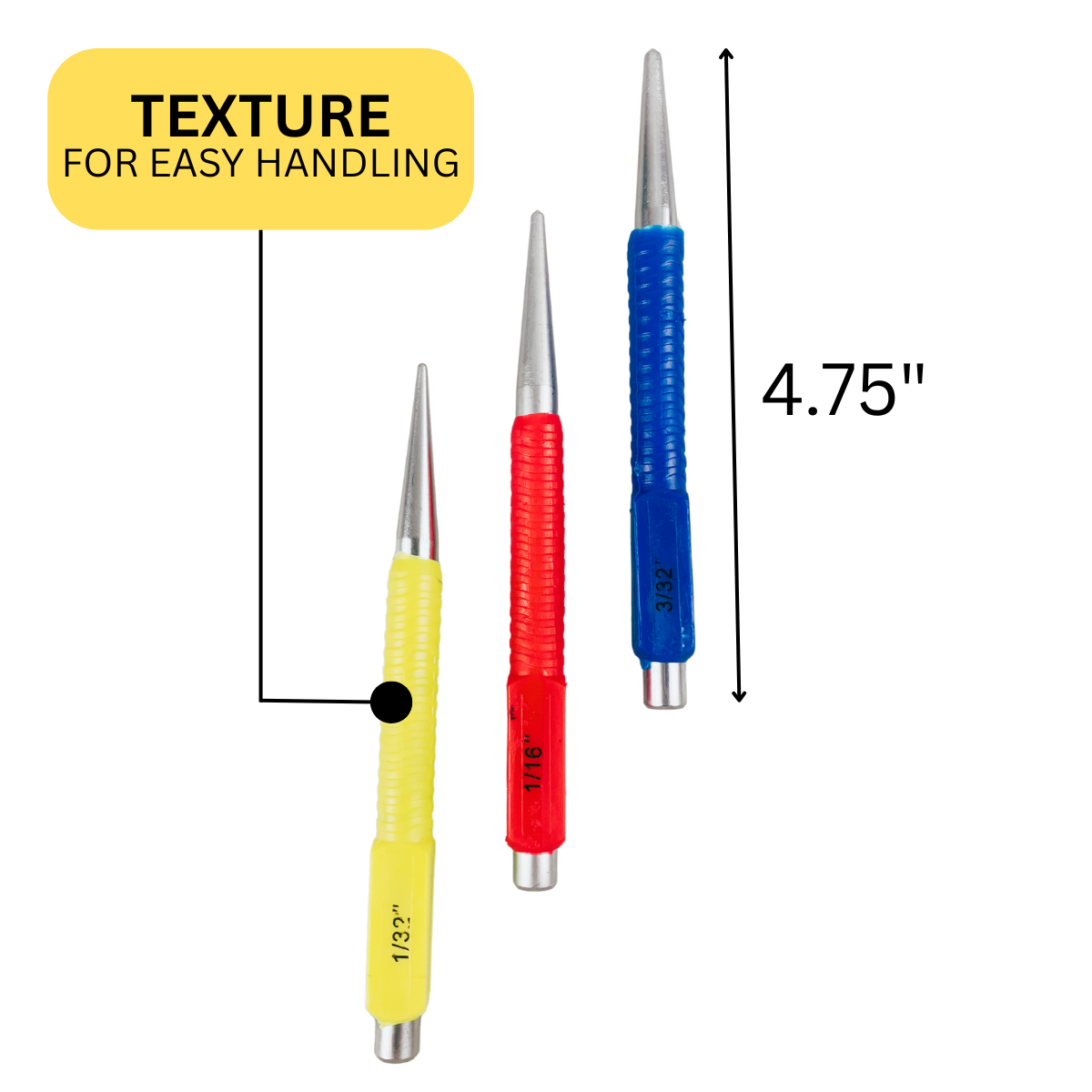 3 Pc. Nail & Brad Punch Set - Color Coded (Pack of: 2) - TZ-02703-Z02