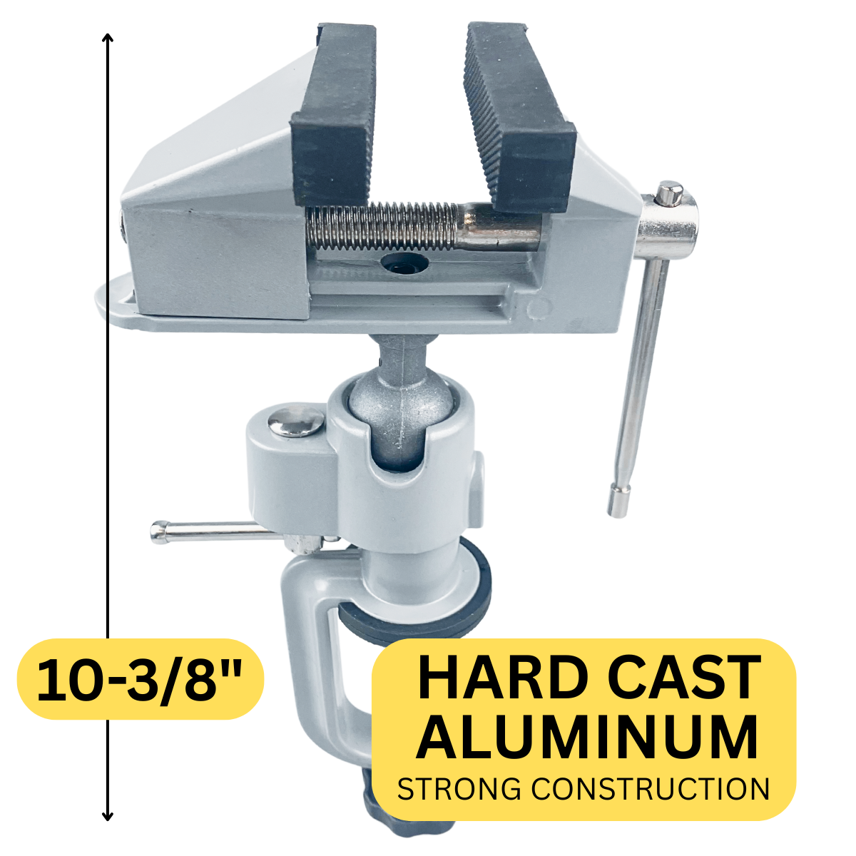 Swivel Head 3" Vise With Rubber Jaws And Padded Clamp Edges To Avoid Scratching  - VISE-13060