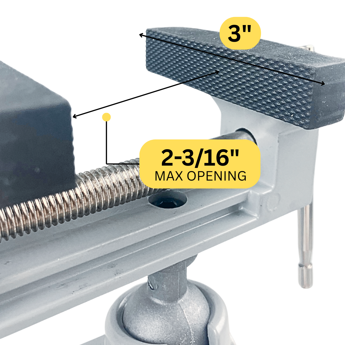 Swivel Head 3" Vise With Rubber Jaws And Padded Clamp Edges To Avoid Scratching  - VISE-13060