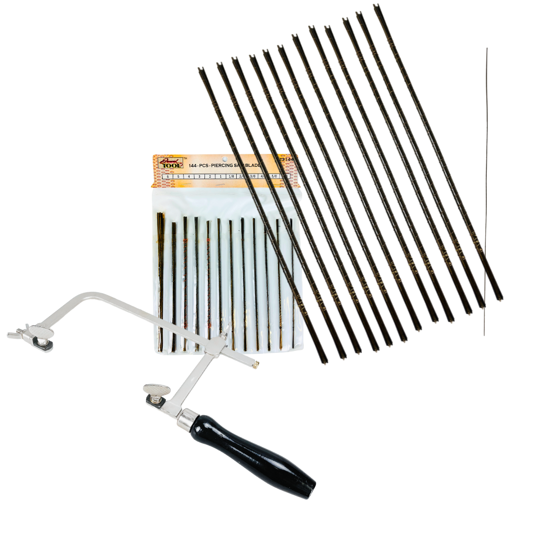 Jeweler’s Saw & Blades Precision Cutting Kit — Adjustable Saw Frame + 144-Piece Piercing Saw Blades Set