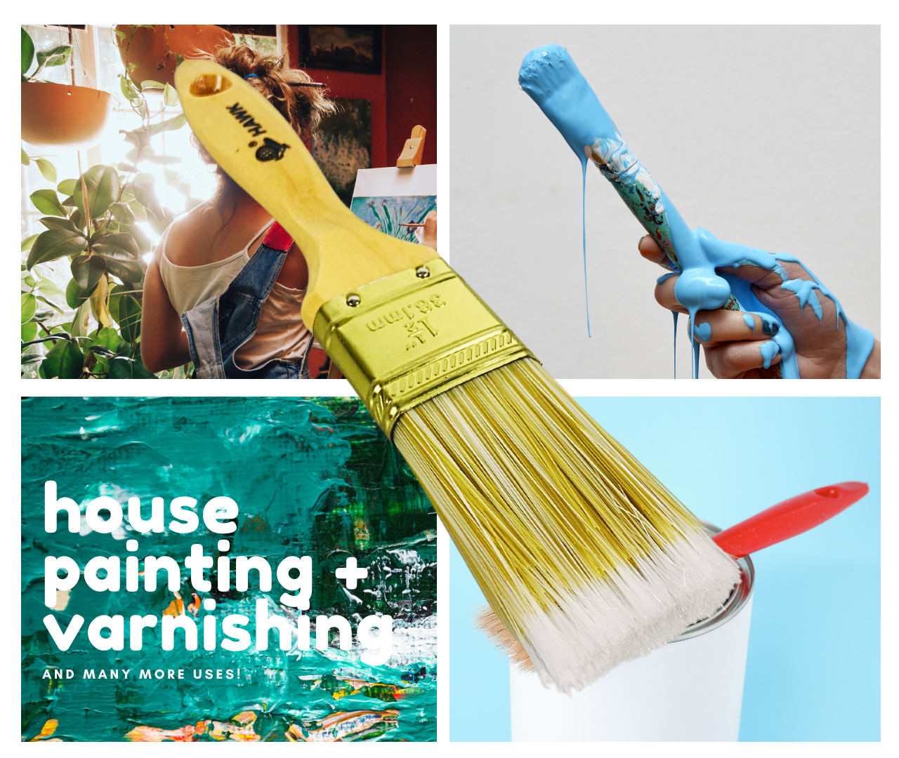 1.5" Wide Bristle Brush for House Painting, Varnish or Lacquer, Wooden Handle (Pack of: 2) - TZ63-28435-Z02