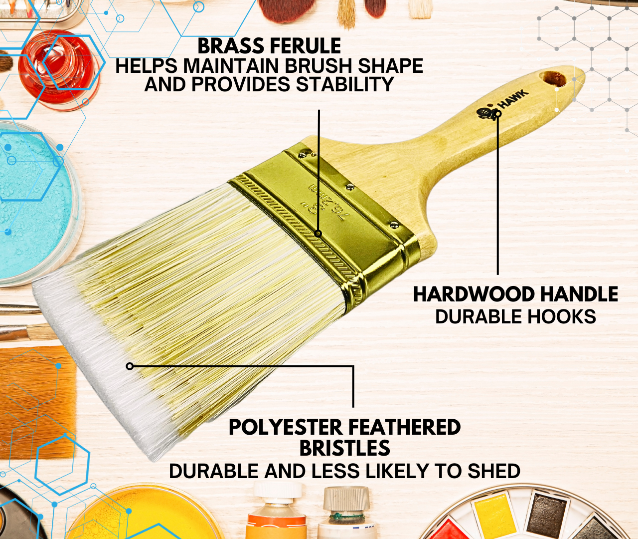 3" Wide Bristle Brush - For House Painting, Varnish Or Lacquer (Pack of: 2) - TZ63-28438-Z02