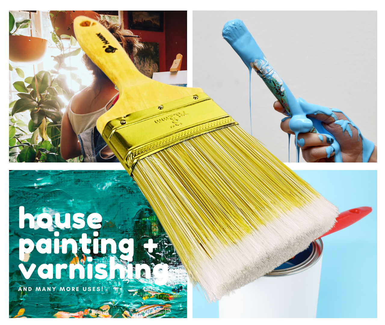 3" Wide Bristle Brush - For House Painting, Varnish Or Lacquer (Pack of: 2) - TZ63-28438-Z02