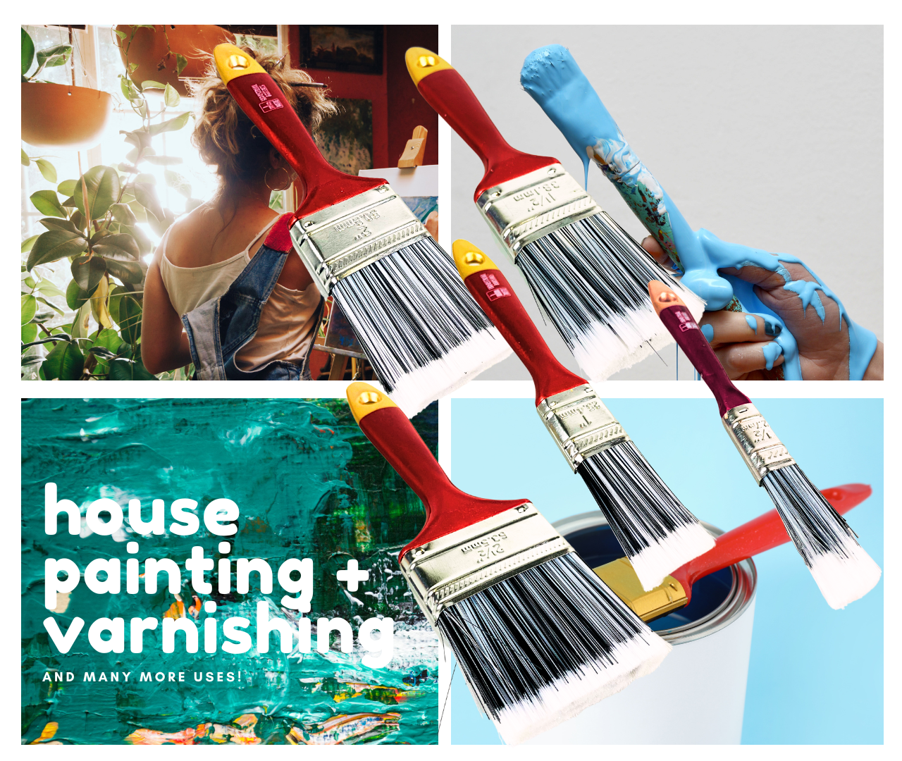 10 Piece Paintbrush Set - 1/2" - 2.5" Width  - TZ6377