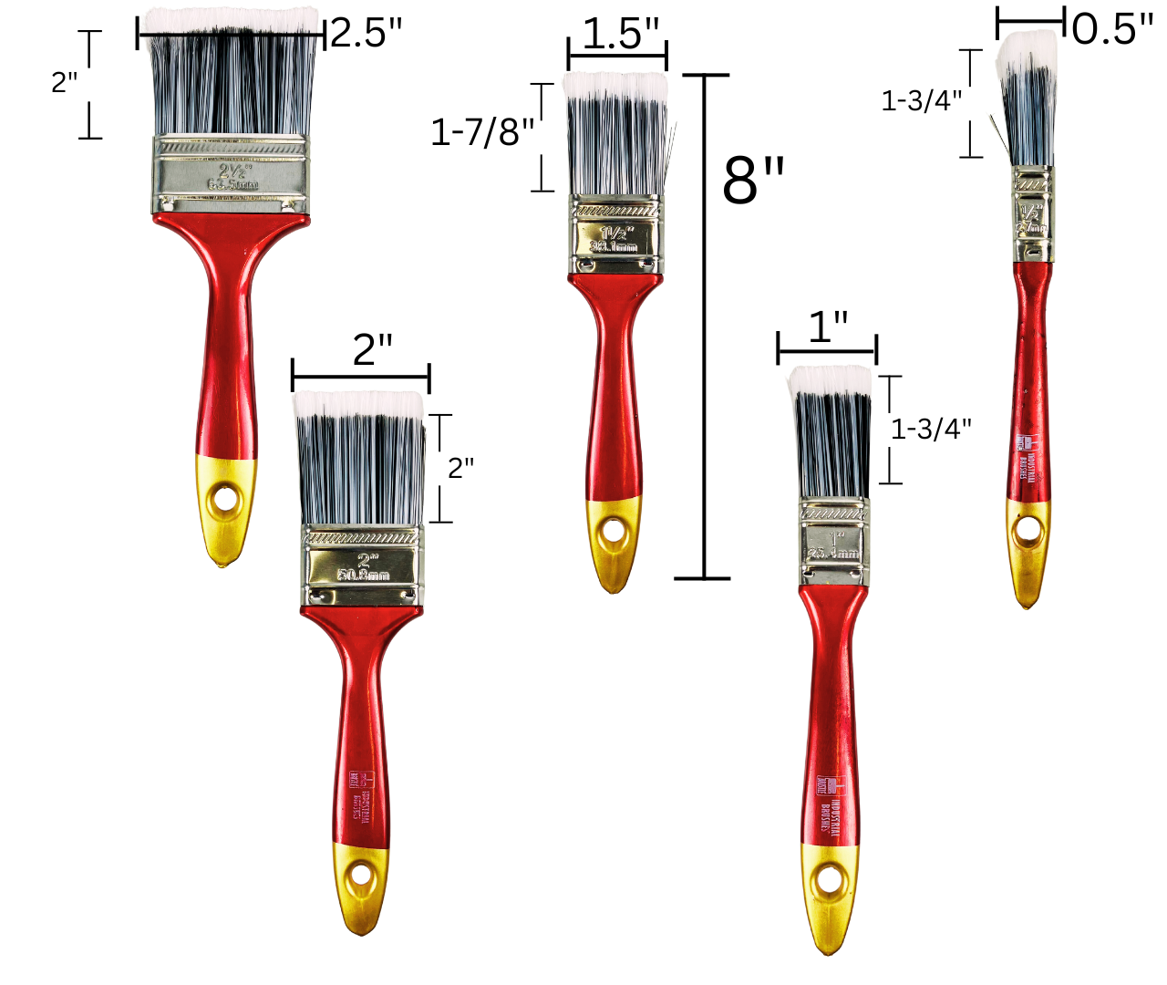10 Piece Paintbrush Set - 1/2" - 2.5" Width  - TZ6377