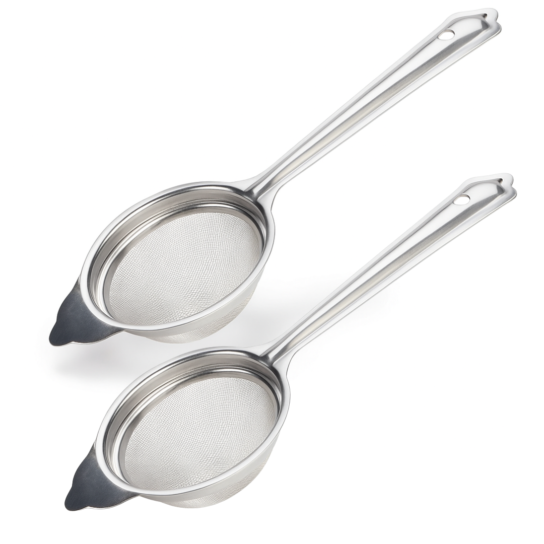 2 Pc. Medium-Sized Stainless Steel Tea Strainer – 2.5” Fine Mesh Infuser with Long Handle – Rust-Proof, Easy to Use, Perfect for Loose Leaf Tea, Coffee, and More
