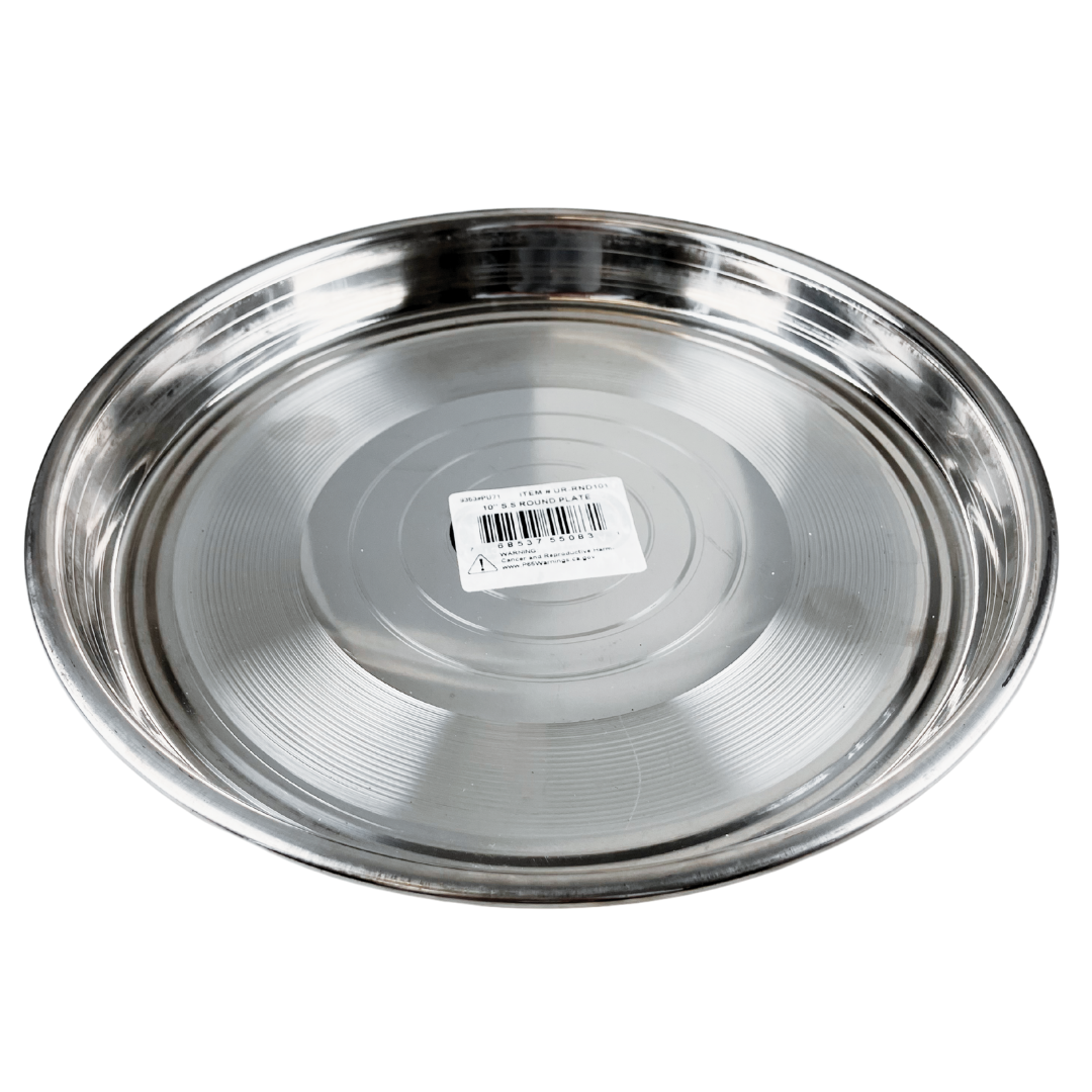 10" Stainless Steel Round Plate – Durable and Easy to Clean – Classic Dinner Thali for Home, Camping, or Everyday Use – Rust-Resistant Food Serving Plate