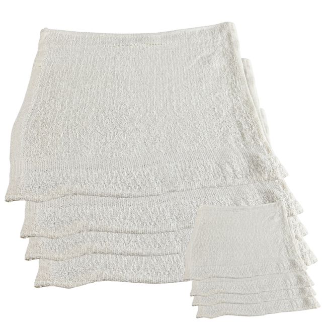 4 Piece White Cotton Wiping Cloth Set, 12 x 12 Inch Terry Cleaning Towels, Durable Absorbent Shop Rags for Home, Kitchen, Garage, Workshop, Dusting & Cleaning, Pack of 2 Sets
