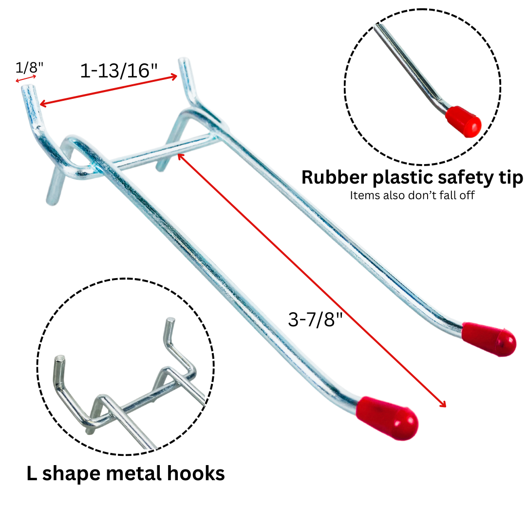 4 Pc. 4" Double Prong Hooks  - HW-20044