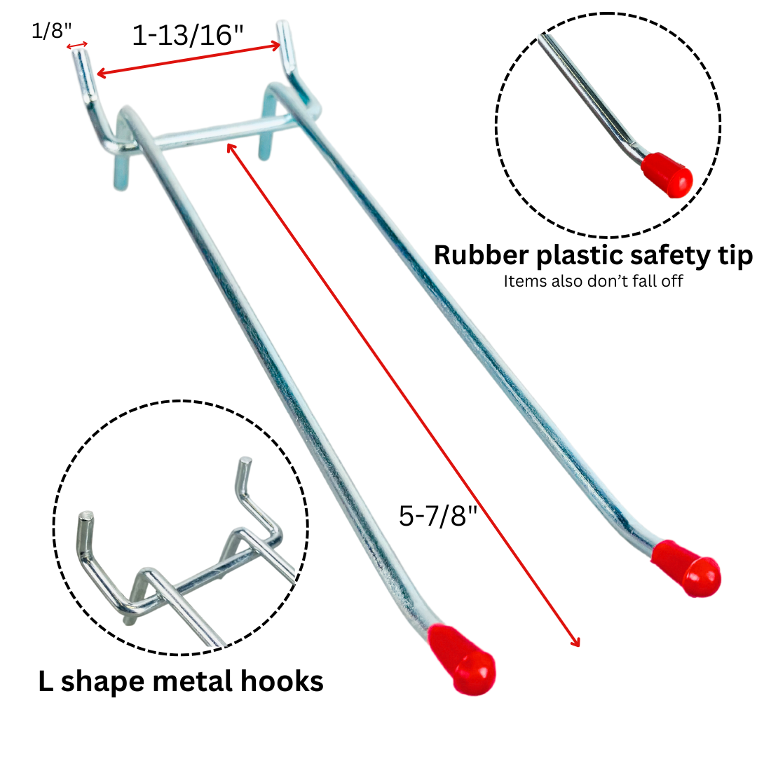 4 Piece Set of Double Prong Peg Hooks  - HW-20064