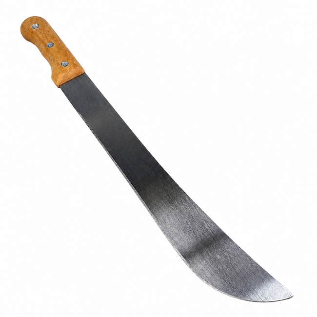 18-Inch Machete with 5-3/8-Inch Wooden Handle, Long Curved Metal Blade with 3-Rivet Construction for Cutting Tall Grass, Weeds, Brush and Garden Overgrowth