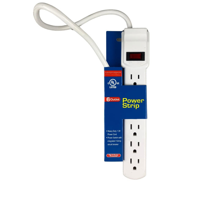 ATC 6-Outlet Power Strip with Circuit Breaker, Heavy Duty 1.5ft Cord, UL Listed