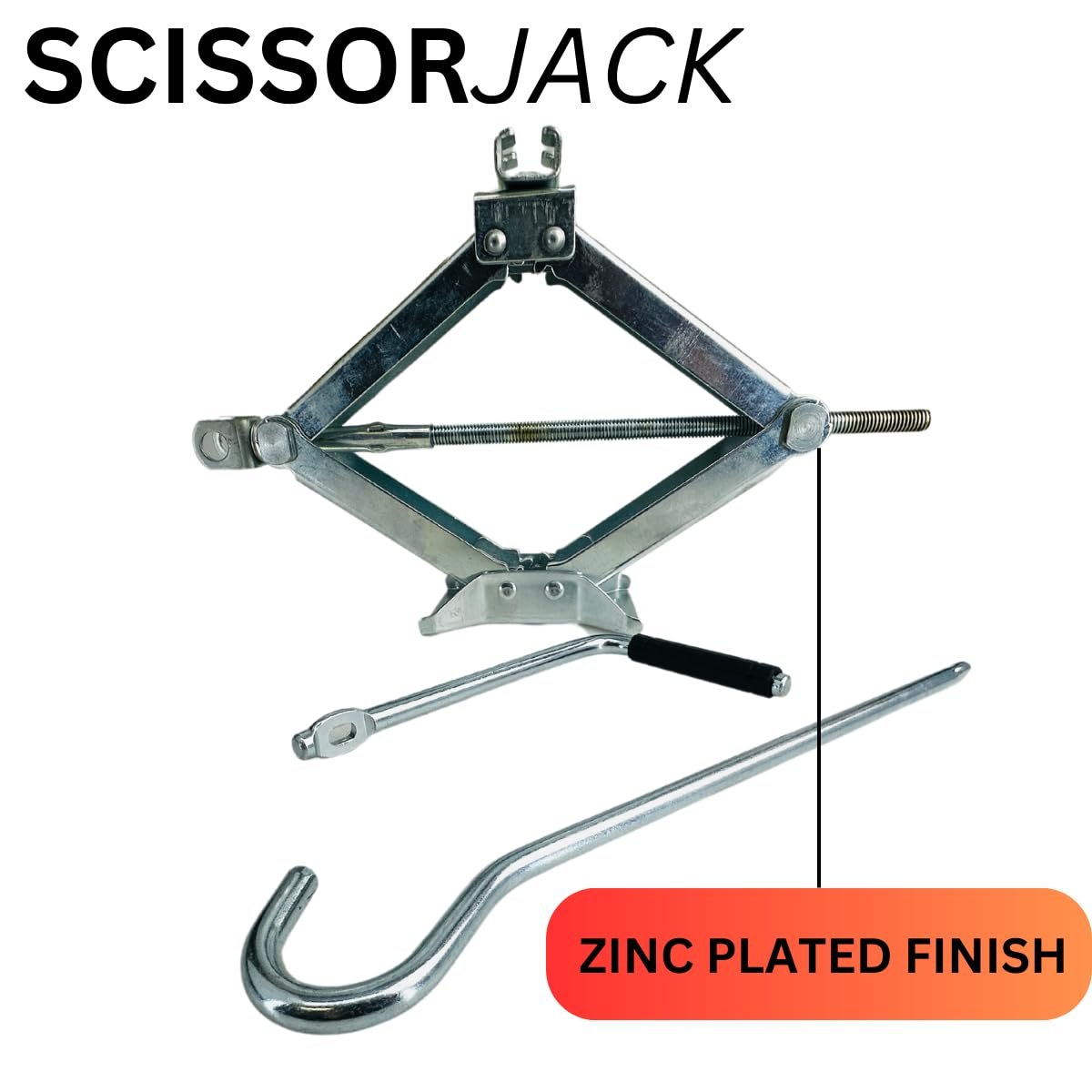 ROAD GENIE 1.5 Ton Capacity Scissor Jack for Cars, Heavy Duty Steel