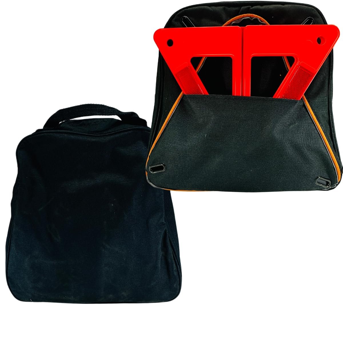 ROAD GENIE 12-Piece Roadside Emergency Tool and Auto Kit with Jumper Cables, Warning Triangle, Gas Siphon, Mylar Blanket, Bungee Cords, Glow Sticks, Gloves, Flashlight, Tire Gauge, Carrying Case