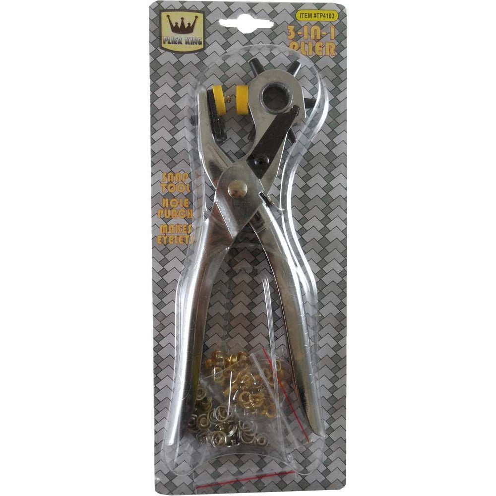 3-In-1 Plier with Hole Puncher, Snap Tool & Eyelet Maker - TP-83106 - ToolUSA