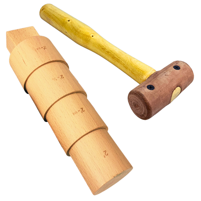 4 Step Hardwood Bracelet Mandrel with Rawhide Mallet