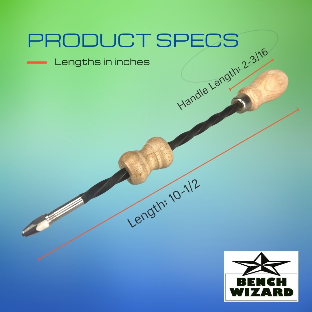 10 -1/2 Inch Wooden Handled Push Drill With Extra Collet - TJ01