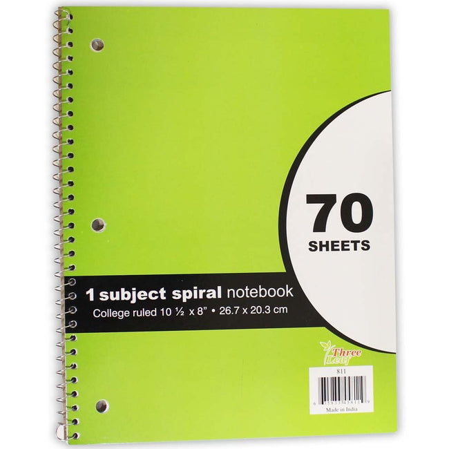 10-1/2 X 8 Inch-1 Subject Spiral Notebook-College Ruled-70 Sheets (Pack of: 2) - HK-46866-Z02 - ToolUSA