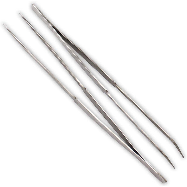 10 Inch Stainless Steel Pointed Tip Tweezers Set - S-009520 - ToolUSA