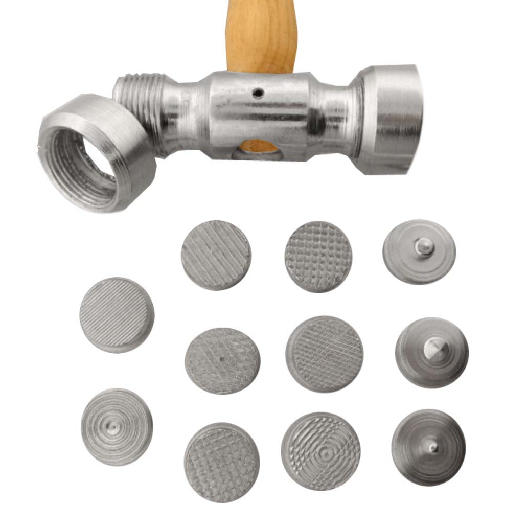 10 Inch Texturing Hammer - 12 Interchangeable Heads In Different Patterns: PH-18408 - PH-18408 - ToolUSA