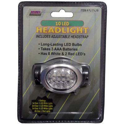 10 LED Headlights - 2 White & 8 Red LEDs - FL-54678 - ToolUSA