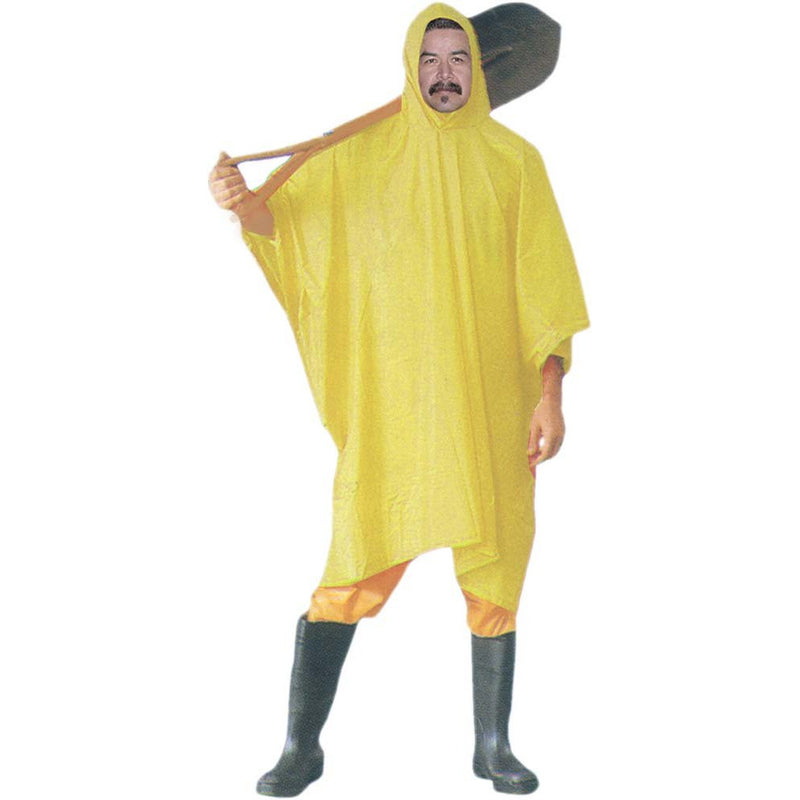 10 Mil Neon Yellow Vinyl Rain Poncho with Hood - Adult Size - RAIN-69050 - ToolUSA