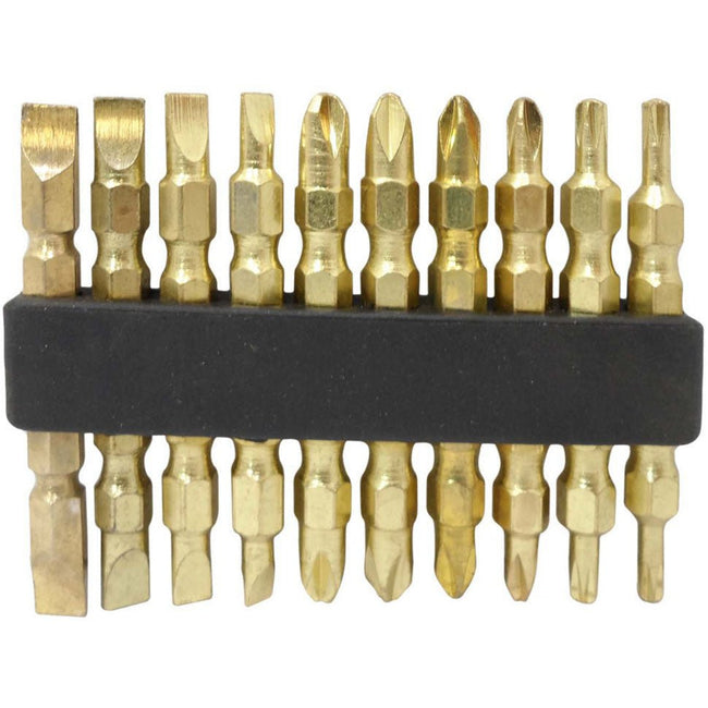 10 Piece 2-1/2" (65mm Brass-plated Power Bits (Pack of: 2) - PS-98010-Z02 - ToolUSA