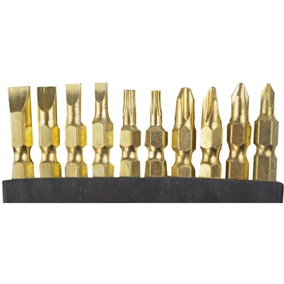 10 Piece 2-1/2" (65mm Brass-plated Power Bits (Pack of: 2) - PS-98010-Z02 - ToolUSA