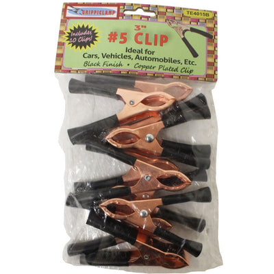 10 Piece 3-Inch Long #5 Battery Alligator Clips, Black Covered Handles - TE-44015 - ToolUSA
