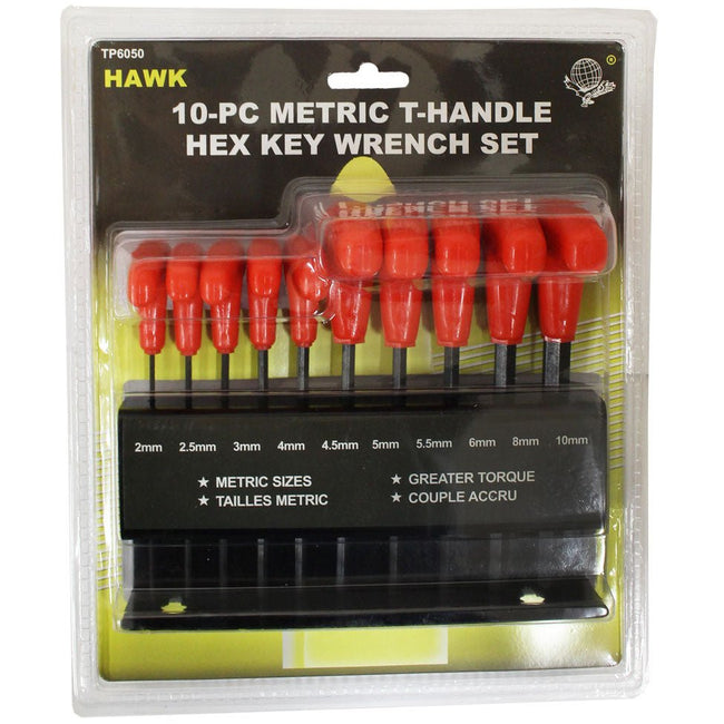 10 Piece Metric T-Handle Hex Key Wrench Set, Metal Standing Rack - TP-06050 - ToolUSA