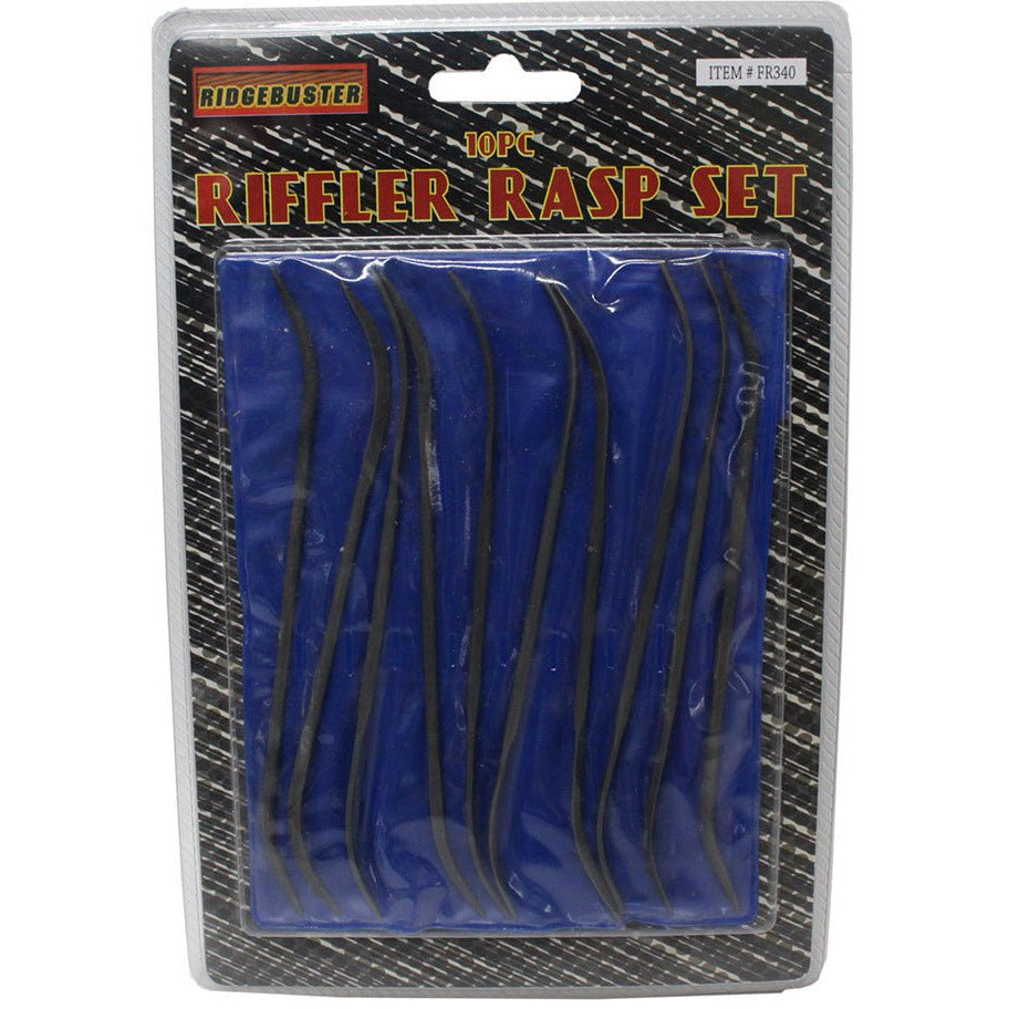 10 PIECE SET OF DOUBLE ENDED RIFFLER FILES, SIZE 140MM X 3MM - F-01340 - ToolUSA