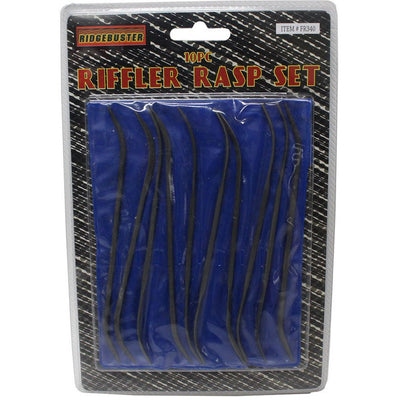 10 PIECE SET OF DOUBLE ENDED RIFFLER FILES, SIZE 140MM X 3MM - F-01340 - ToolUSA